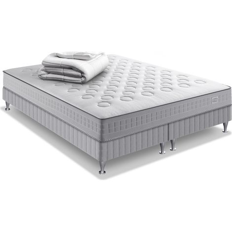 Ensemble INITIAL 160x200, SOM2X80X200, ressorts ensachés, ferme, H23 + COUETTE (1/5)