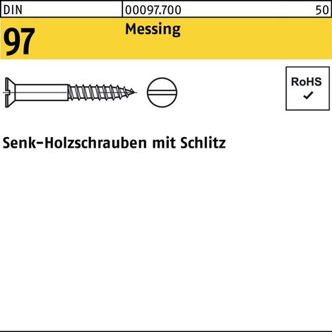 DIN 97 Senkkopf-Holzschraube 5x35 Messing blank Schlitz 100 Stk (1/2)