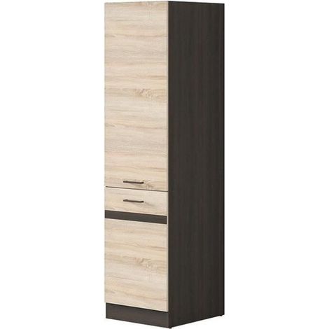 Les Tendances – Colonne de cuisine 2 portes à ouverture droite – Chêne sonoma – Dimensions L 50 x H 196 x P 46 cm – 4 étagères incluses