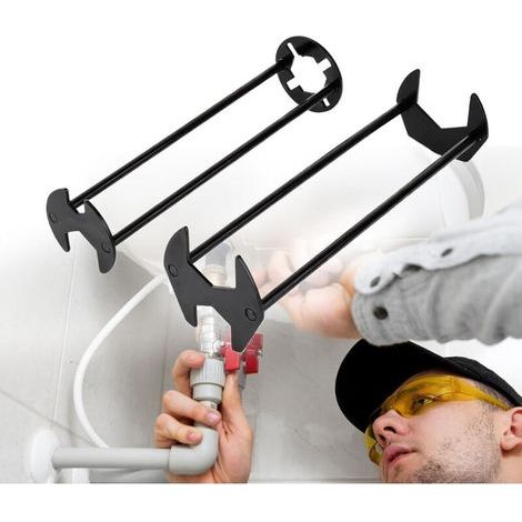 Set of 2 multi-function sink wrenches, 7 sizes, for installing faucets and sinks, four-jaw hex key for kitchen and bathroom (1/5)