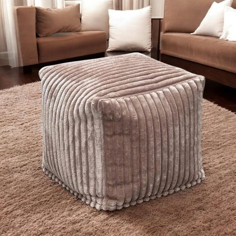 Pouf carré velours grosses côtes camel VISBY (1/3)