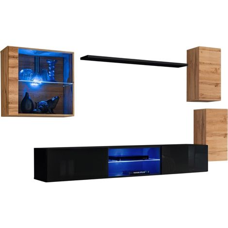 Set di mobili da salotto SWITCH XXIII design, colore quercia e nero