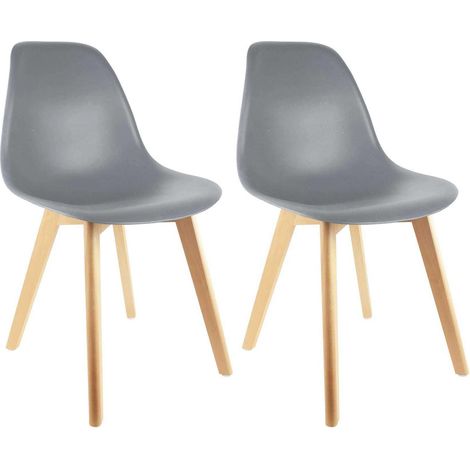 Lot de 2 Chaises - HOME DECO FACTORY - Scandinaves - Grises (1/10)