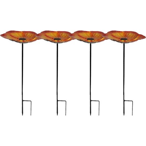 Mangeoire à oiseaux en fer 4 pièces, insert de décoration de patio extérieur simple, marron doré (1/5)
