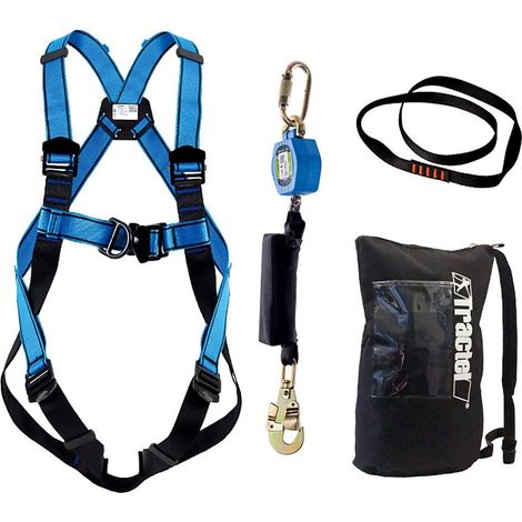 Kit di protezione anticaduta completo per manutenzione industriale max 150kg TRACTEL Blu M