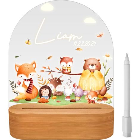 Veilleuse Bébé Personnalisé, Peut DIY Nom et la Date, Personnalisé Lampe Chevet Enfant, Cadeau Naissance Fille et Garçon, Bebe Cadeau Bapteme Fille Garçon (1/5)