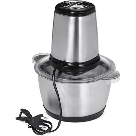 TRADE SHOP - Tritatutto Robot Da Cucina Elettrico Multifunzione In Acciaio 3lt Per Verdure Frutta Carne -