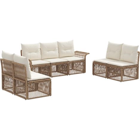 Gartensofa-set 7 pcs Beige Poly-Rattan vidaXL
