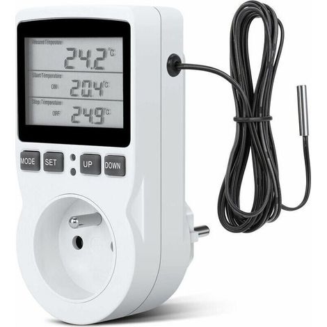 Prise Thermostat Programmable avec Sonde pour chauffage, serre, aquarium, minuterie numérique programmée (1/4)