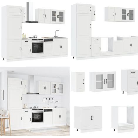 vidaXL 8-tlg. Küchenschrank-Set Kalmar Weiß Holzwerkstoff (1/5)