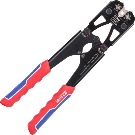 Pince à sertir pour cosses de câble de batterie, pince à sertir pour cosses de câble en cuivre robustes et connecteurs plats, pince à sertir avec mâchoires interchangeables d'une seule main (1/5)