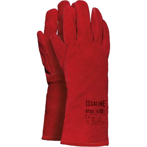 Feuerfeste Spalthandschuhe aus Rindsleder Issaline 07121 - 10 (XL) - Rot
