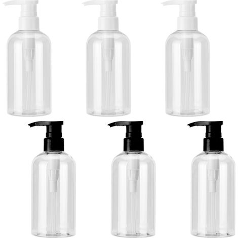 Set mit 6 nachfüllbaren, transparenten Kunststoff-Pumpflaschen für flüssige Handseife, Reisegröße, für Bad und Zuhause – 350 ml (1/5)