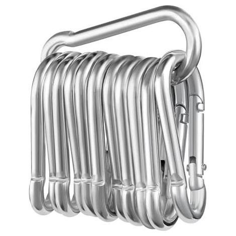 Ensemble de 12 Mousquetons Galvanisés Anti-Rouille, Φ660mm, Charge Max 180kg, Crochets d'Escalade pour Porte-Clés, Hamac, Camping, Pêche et Auvent (1/5)