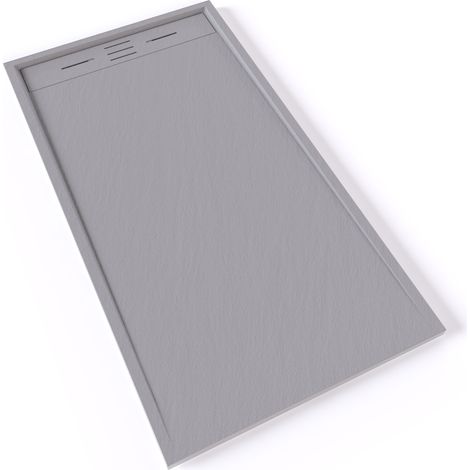 HIEMAL Receveur de douche 80 x 150 cm résine Gris aspect ardoise + bonde incluse - Salle de bain