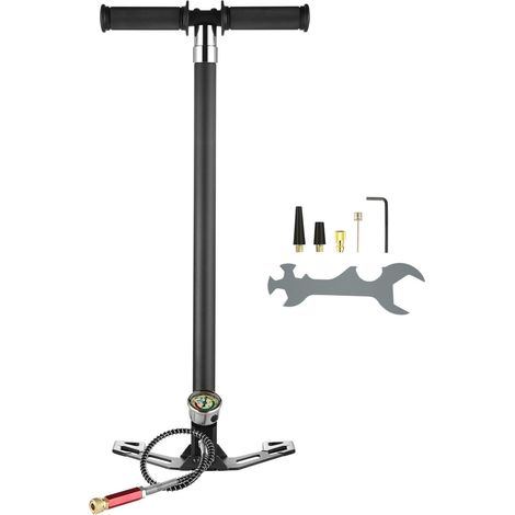 Pompe à Main PCP 4 Étages, 30 Mpa / 4500 PSI, Haute Pression avec Filtre Huile-Humidité et Manomètre, en Acier Inoxydable pour Carabines à Air, Réservoirs de Plongée, Paintball et Pneus. (1/5)