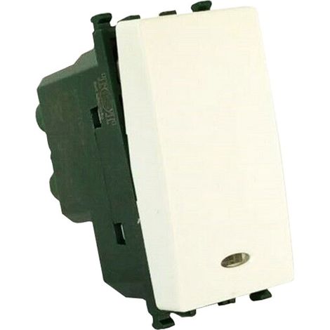 Kit di 3 interruttore unipolare illuminabile con spia luminosa compatibile con vimar plana pulsante luce 16ax 250vac bianco (1/2)
