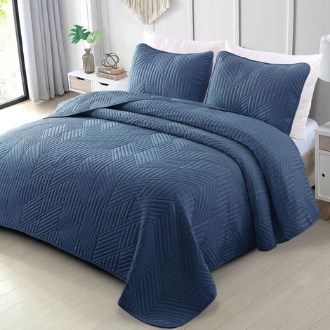 Couvre-Lit Quilt Matelassé, 240x260 cm, Bleu Marine (1/5)