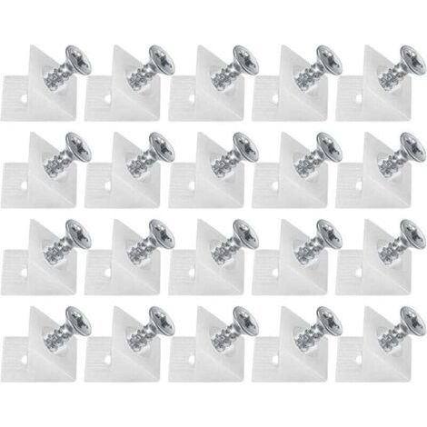20 Pièces Cales en Plastique pour Meuble Tiroir, Équerre De Fixation, Connecteur Arrière Stabilisateurs, Fond de Tiroir Connecteur avec Vis, pour Réparer Affaissement Étagère Meuble (1/4)
