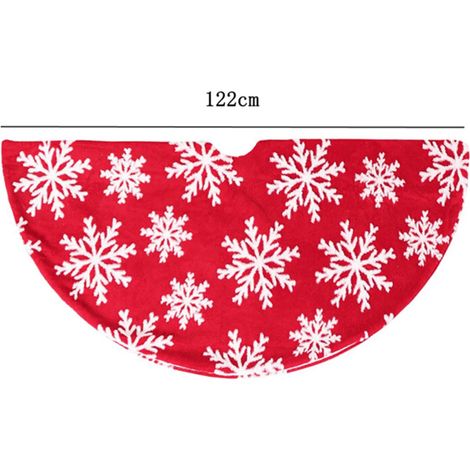 Jupe de sapin de Noël ronde de 122 cm, motif flocons de neige, décoration intérieure pour les fêtes de fin d'année, tapis de protection pour sapin, articles de fête (1/5)
