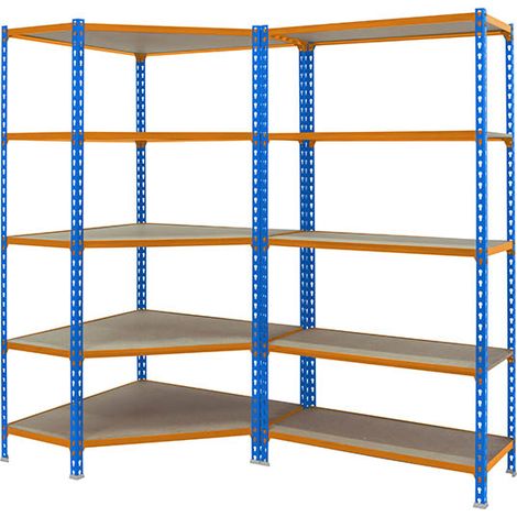 Simonrack Maderclick Mensola in metallo senza viti blu arancio legno (1/3)