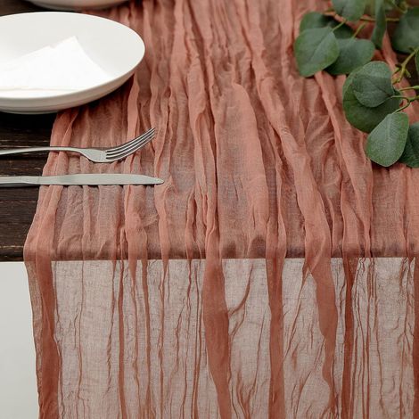 Chemin de table plissé suédois, nappe style bohème balinais, décoration de table pour mariage champêtre, rose ancienne multicolore. Couleur pâte de haricots (1/5)