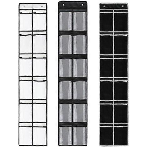 Accessoires de rangement pour porte de placard : porte-chaussures en maille pour hommes, noir/blanc (1/5)
