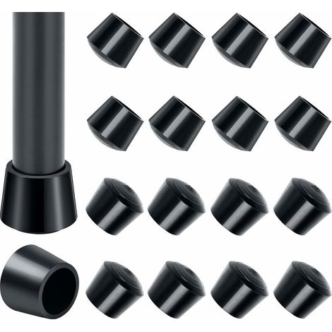 Tapas de goma para patas de silla (16 unidades), color negro, diámetro interior de 25 mm.