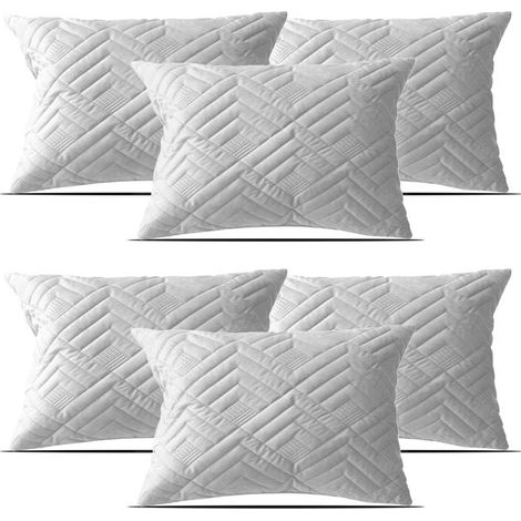 Coussin d'assise - JUANIO - rectangulaire 60x45 cm - lot de 6 - velours gris clair - effet matelassé (1/3)