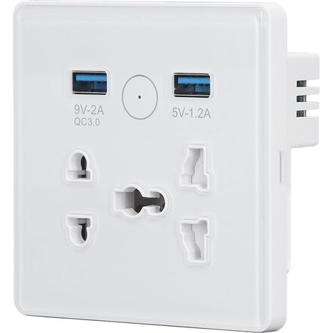 Intelligente Steckdose mit USB-Schnellladefunktion, sicherer Fernbedienung, Timer, AC 100–240 V (1/5)