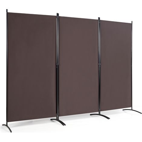 Divisore con 3 pannelli per casa ufficio, Separatore pieghevole con cardini durevoli 260x183cm Marrone (1/4)