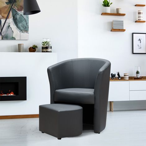 Poltrona Pegasus con pouf estraibile colore grigio scuro (1/3)