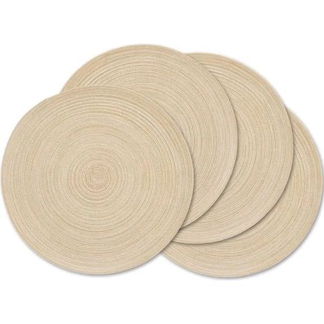 Lot de 4 sets de table ronds tissés lavables tapis de table tissé ramie tapis d'assiette tapis de table à manger (1/5)