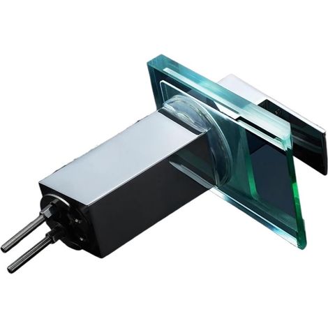 Robinet de cuisine Robinet mitigeur de salle de bains, robinet de lavabo LED, cascade en laiton, changement de température, robinets de salle de bains, robinets en verre d'évier montés sur le pont(102 (1/5)