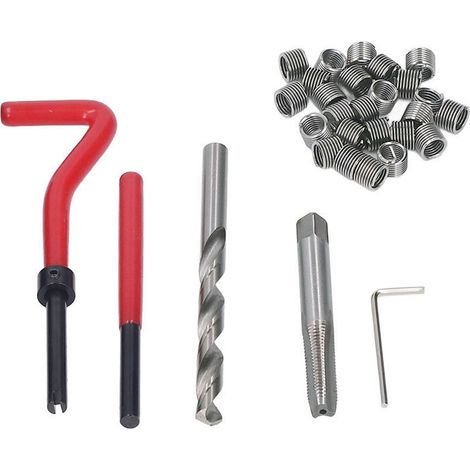 Kit d'inserts filetés hélicoïdaux M8x1,25 en acier rapide universel pour la réparation de moteurs automobiles (rouge) (1/5)