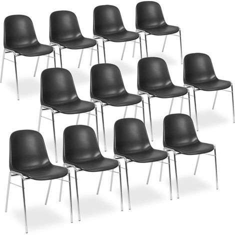 BRB 12 Kunststoffschalenstühle, schwarz, verchromtes Untergestell, BxTxH 495x520x770 mm (1/3)