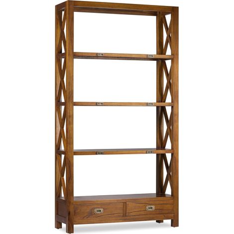 Bibliothèque en bois massif de Mindy 4 niveaux 2 tiroirs Orka 100cm (1/5)