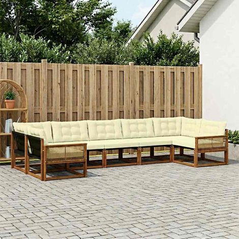 vidaXL Outdoor-Sofagarnitur mit Kissen 7 pcs Natur und Creme (1/5)