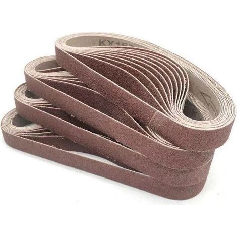 Packung mit 40 Schleifbändern, 15 mm x 452 mm, Körnung 60, Aluminiumoxid - Für Holzbearbeitung, Metallpolitur, Messerschärfen (1/5)