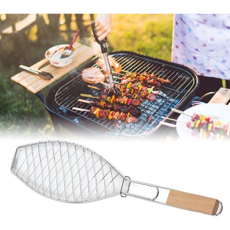 Fish Grill Basket Panier Grill à Fish en Acier Inoxydable Compact Facile à Ranger avec Poignée pour Barbecue Camping Pêche Panier Grill BBQ Noir et Pinceaux à Fish et Barbecue Rotisserie Motor BBQ Gri (1/5)
