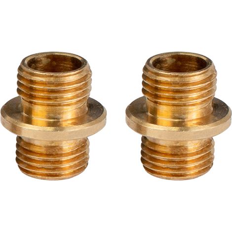Centrale Brico – Lot de 2 raccords laiton double mâles 10x1 – Montage luminaires culot femelle – Pour espaces confinés – 15 mm de hauteur (1/2)