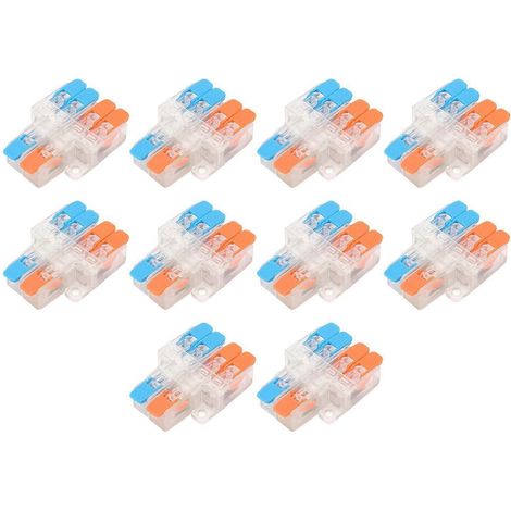 10 connecteurs rapides, 2 entrées, 4 sorties, pour sections de conducteur de 0,5 à 6 mm², 41 A, 450 V