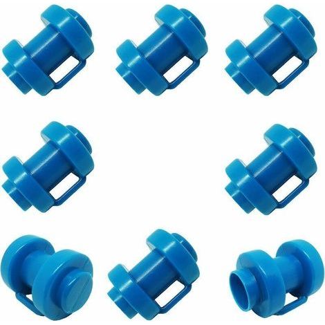 Set mit 8 Trampolinstangen-Endkappen für Trampolinnetz-Heringe Ø 25 MM, besonders robuste, wetterbeständige Endkappen, Ersatzteil für Sicherheitsnetze (Blau) (1/5)
