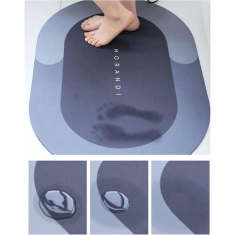 Tapis de Bain Antidérapant 40x60cm Super Absorbant Gris