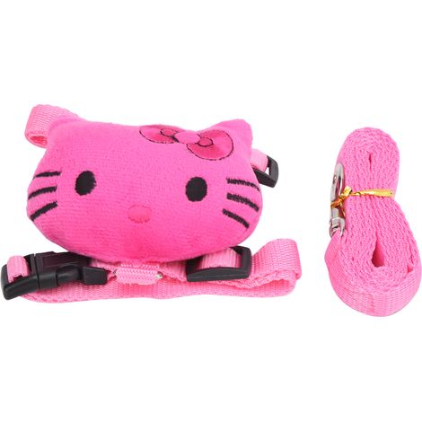 Laisse et harnais pour chat rose adorable, ensemble poitrine et dos pour petit animal de compagnie, idéal pour les promenades avec traction. (1/5)