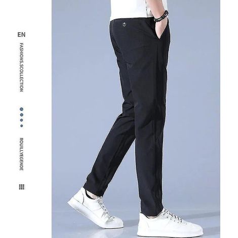 Schnelltrocknende, lange und bequeme Golfhose für Herren mit Taschen – Größe 32 – Hellgrau