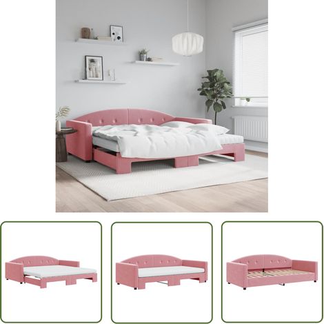vidaXL Tagesbett Ausziehbar mit Matratzen Rosa 100x200 cm Samt (1/5)