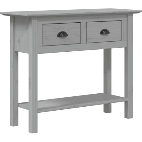 Table console avec tiroirs 91 x 35 x 74 cm bois de pin massif gris et métal DEC031730 (1/5)
