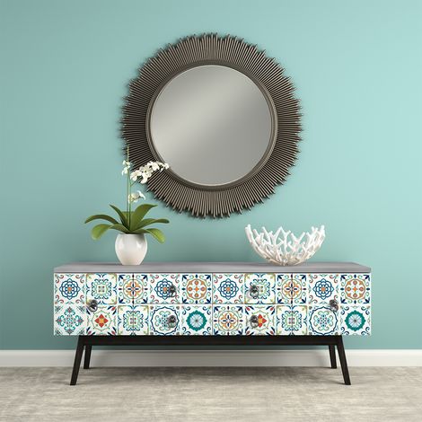 Stickers décoration Meuble - Sticker adhésif Cuisine Salon - 24 STICKERS CARRELAGES MEUBLE SOLENIA - 24stickers10x10cm (1/5)
