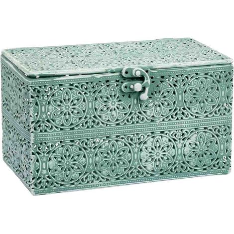 Caja de metal verde 20.5x12.5x11.5h cm